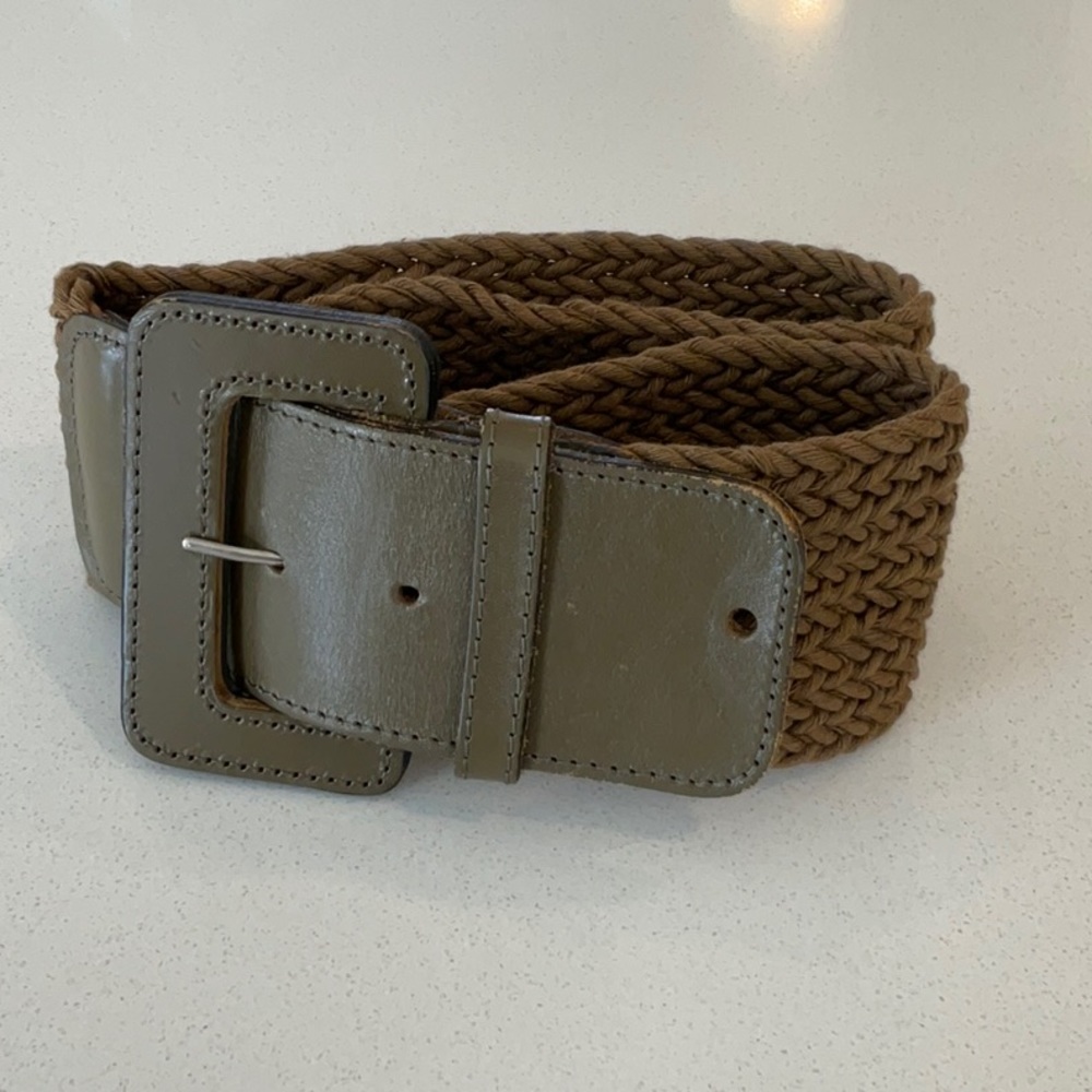 Olive woven/leather belt